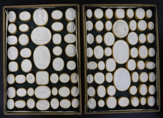 A collection of 19th century Italian plaster cameos, 18 x 25.5cm
